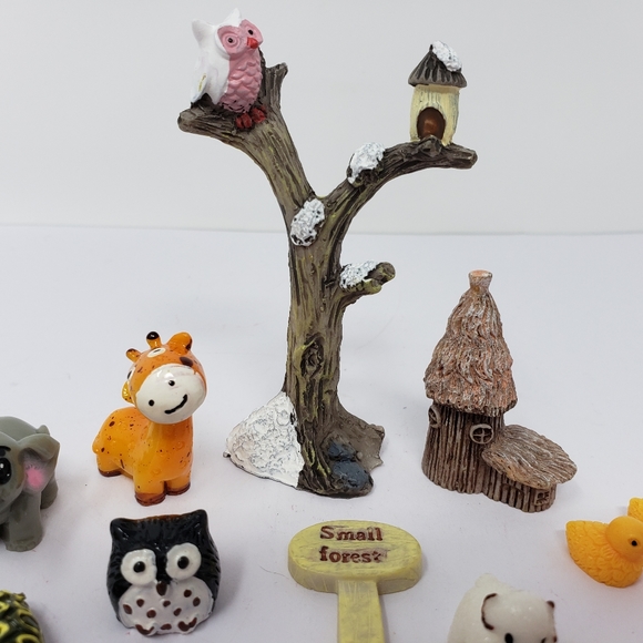 Fairy Garden Tree Cottage Ducks Turtle Elephant Giraffe Sign Lot - Picture 5 of 12